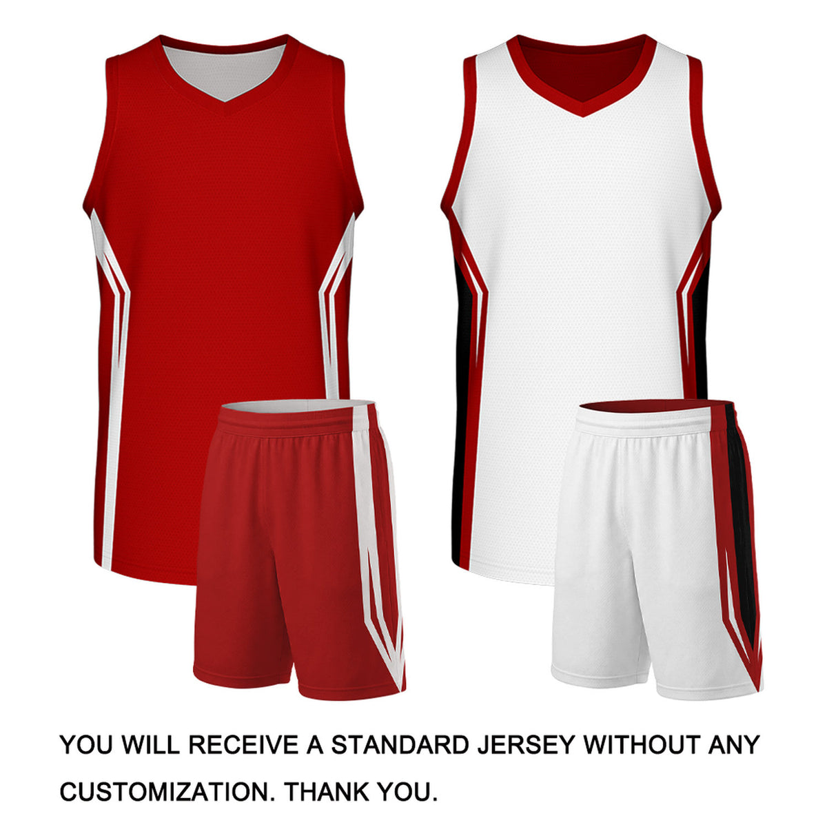 Custom Red & White Two Sided Basketball Uniform Set | Personalized Team Uniforms for Adult & Youth