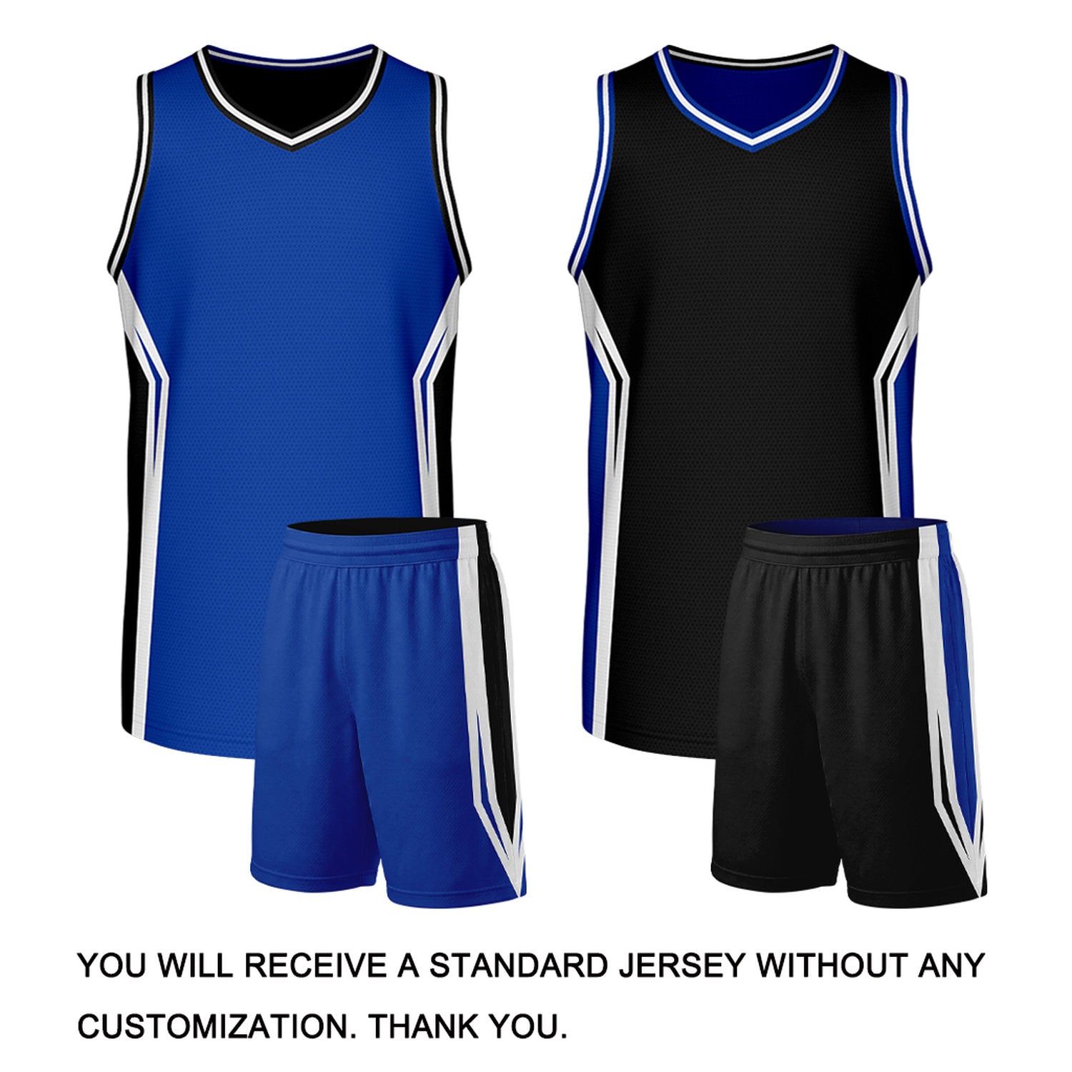 Custom Royal Blue & Black Two Sided Basketball Uniform Set | Personalized Team Uniforms for Adult & Youth
