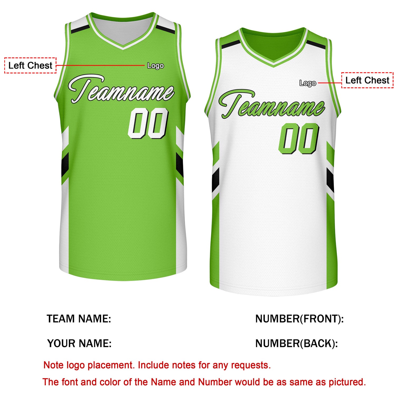 Custom Reversible Lime Green White Basketball Jersey | Personalized Team Jersey | Vosoli