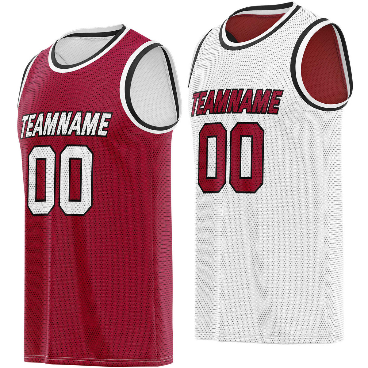 Custom reversible maroon white basketball jersey, personalized team name number Logo breathable Mesh sports top for men women youth game practice - Vosoli