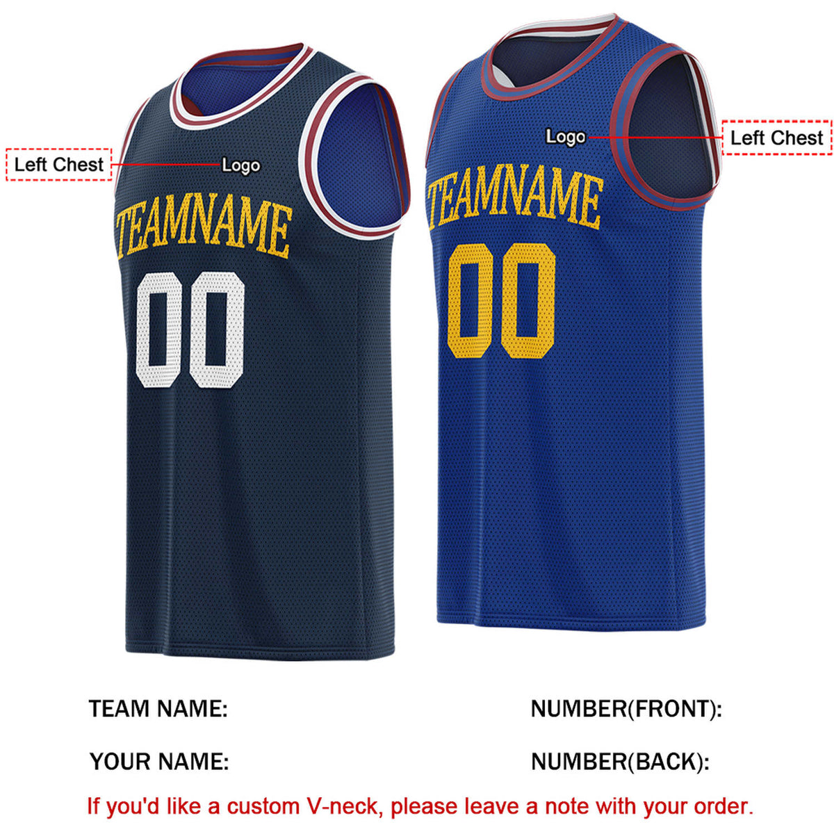 Custom Reversible Navy & Blue Basketball Jersey | Personalized for Team Sports - Vosoli