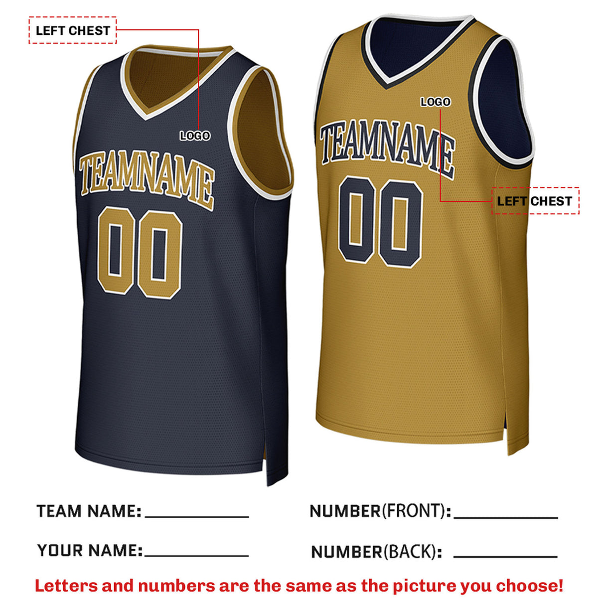Custom Reversible Navy & Gold Mesh Basketball Jersey | Personalized Team Jersey | Vosoli
