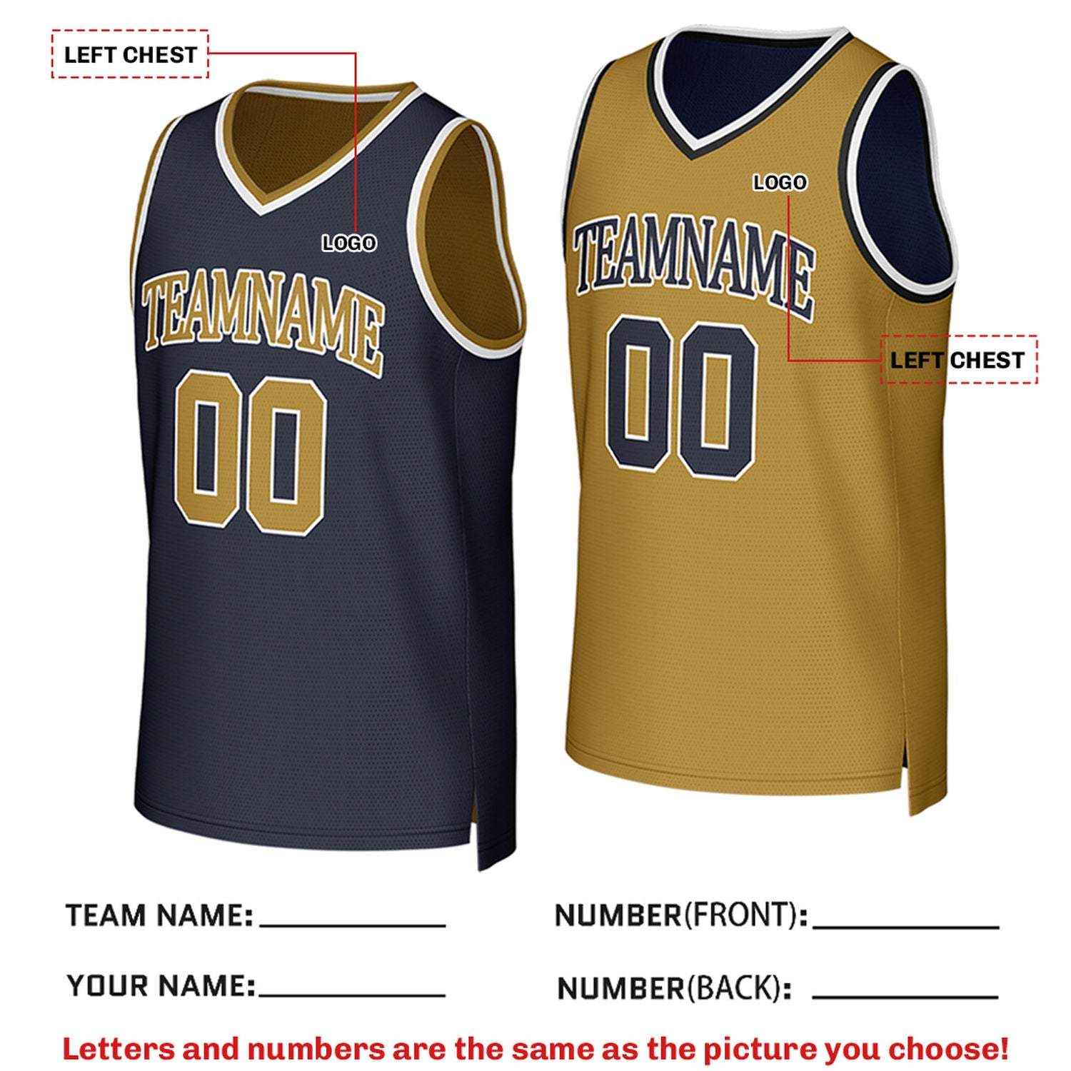 Custom Reversible Navy & Gold Mesh Basketball Jersey | Personalized Team Jersey | Vosoli