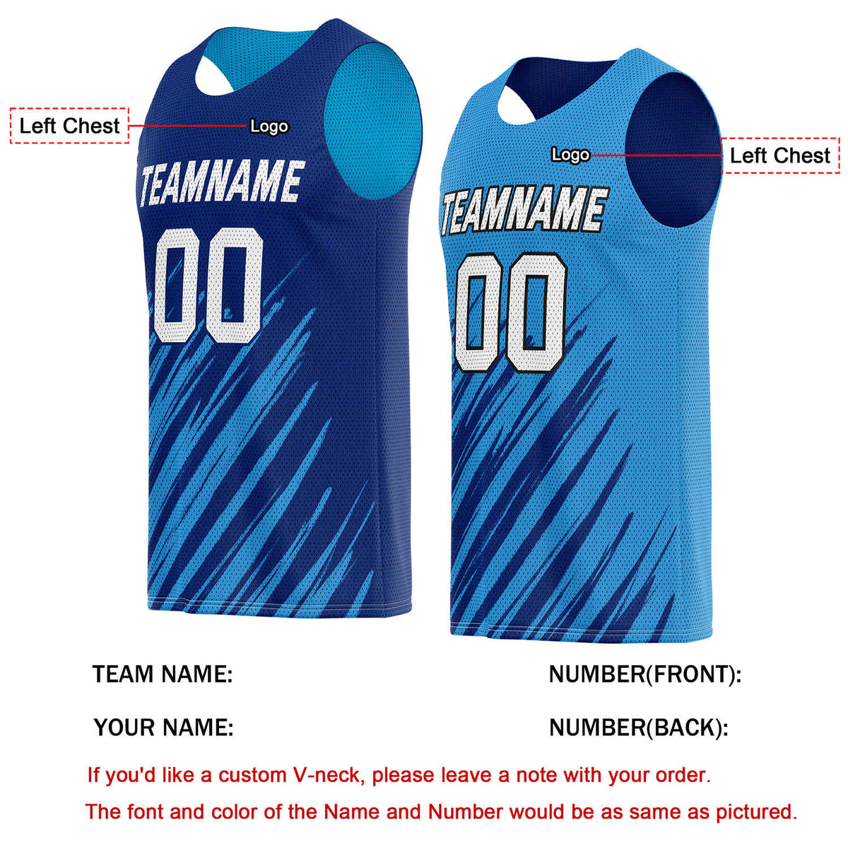 Custom Reversible Navy Light Blue Stripe Basketball Jersey | Personalized Team Top - Vosoli