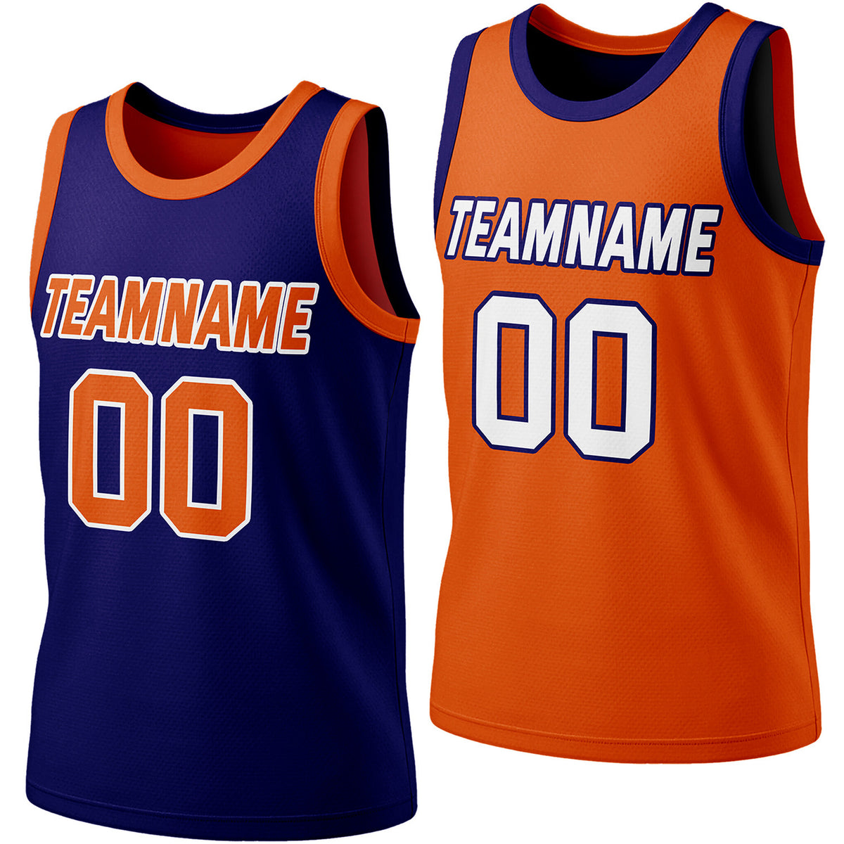 Custom reversible navy &amp; orange basketball jersey, personalized team name number logo, breathable mesh fabric sports top for men women youth Adult game practice - Vosoli