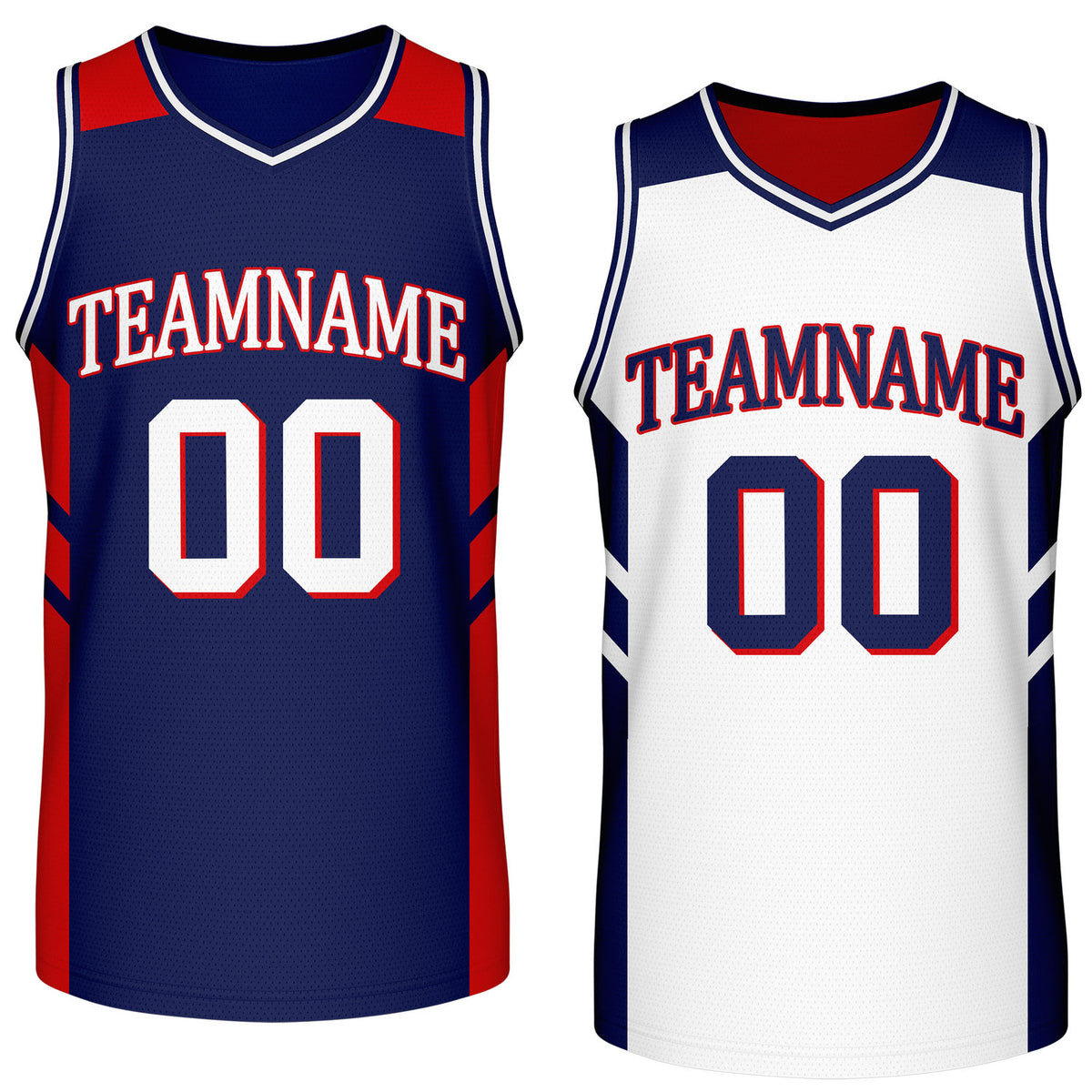 Custom Reversible Navy Red White Basketball Jersey | Personalized Team Jersey | Vosoli