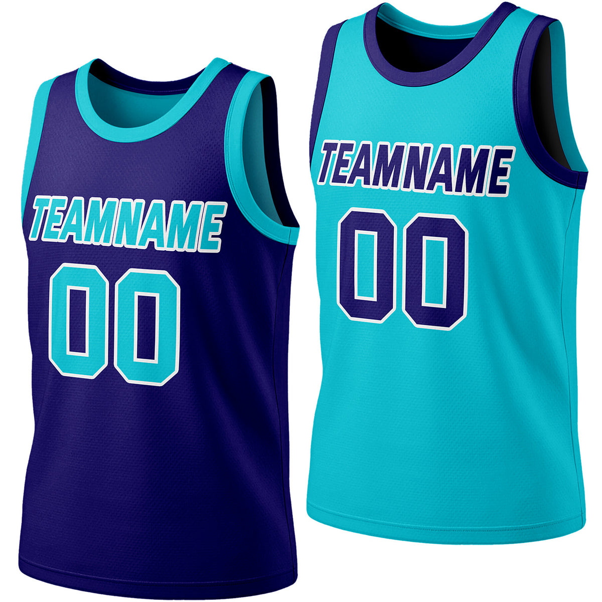 Custom reversible navy &amp; teal basketball jersey, personalized team name number logo, breathable mesh fabric sports top for men women youth Adult game practice - Vosoli