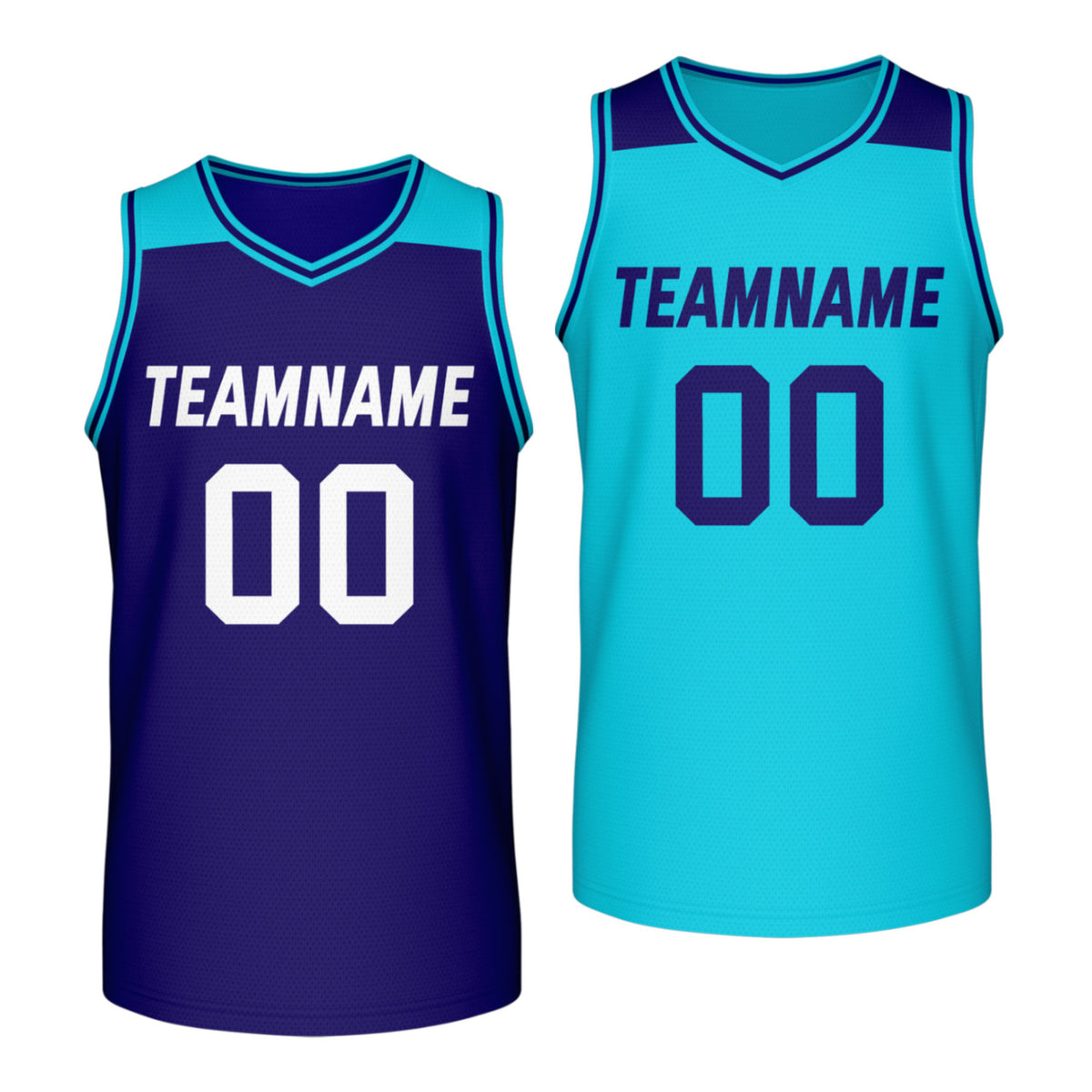 Custom reversible navy teal basketball jersey, personalized team name number Logo breathable Mesh sports top for men women youth game practice - Vosoli