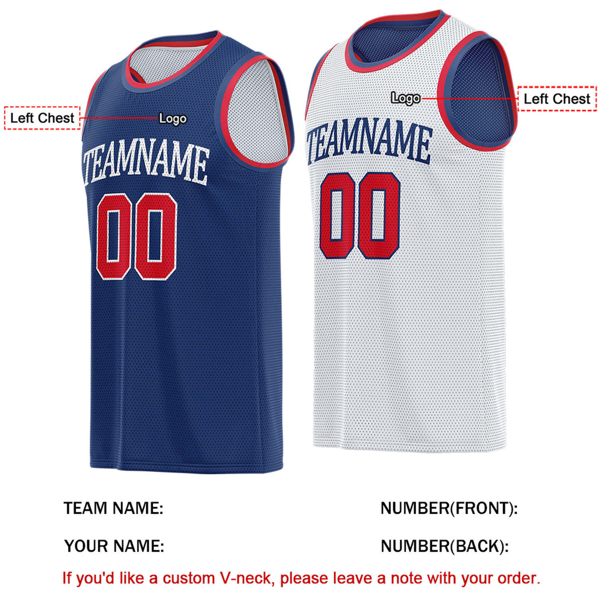 Custom Reversible Navy & White Basketball Jersey | Personalized for Team Sports - Vosoli