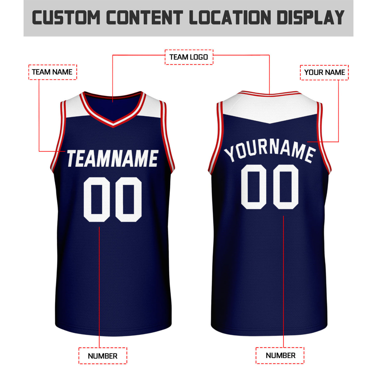 Custom Reversible Navy & White Mesh Basketball Jersey | Personalized Team Jersey | Vosoli