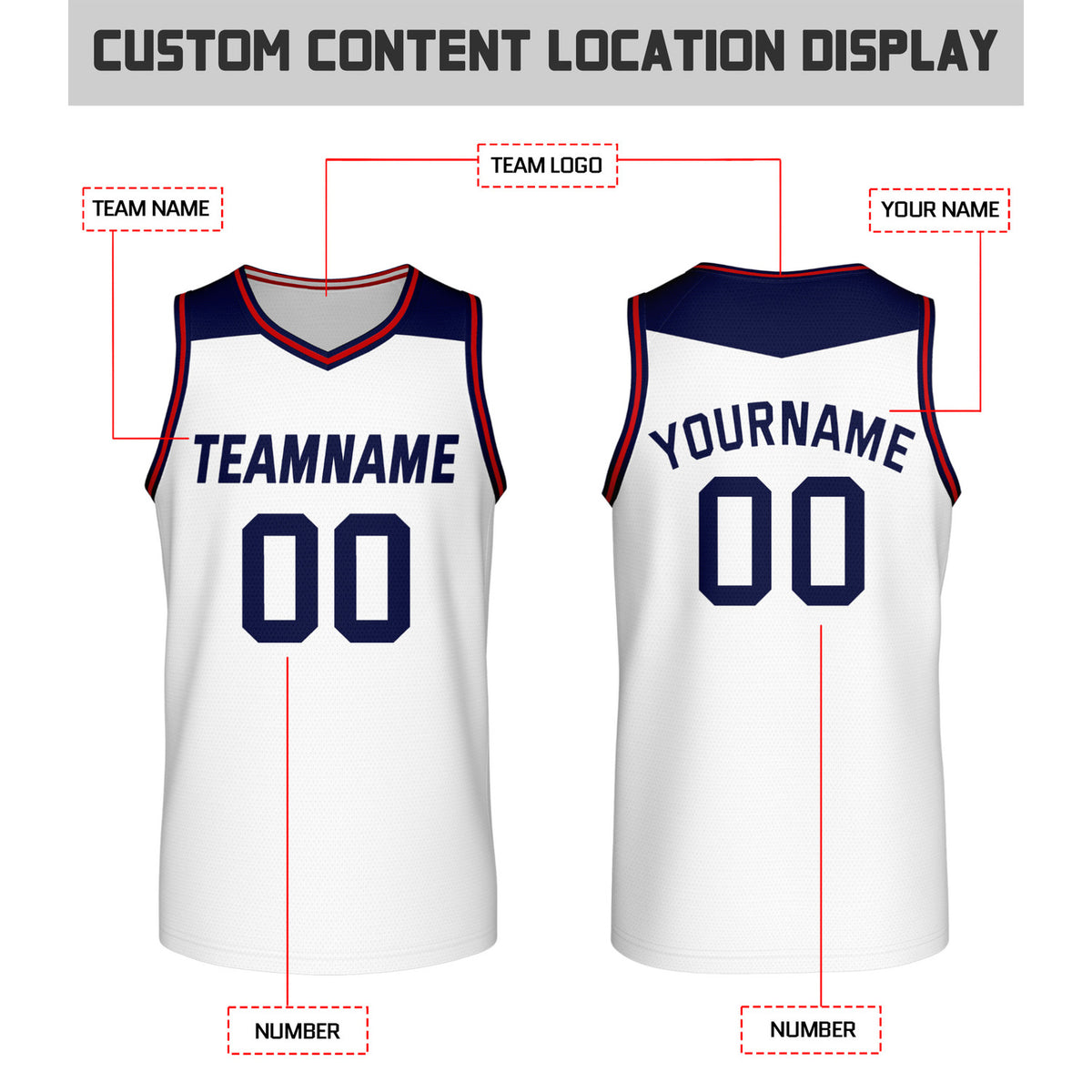 Custom Reversible Navy & White Mesh Basketball Jersey | Personalized Team Jersey | Vosoli