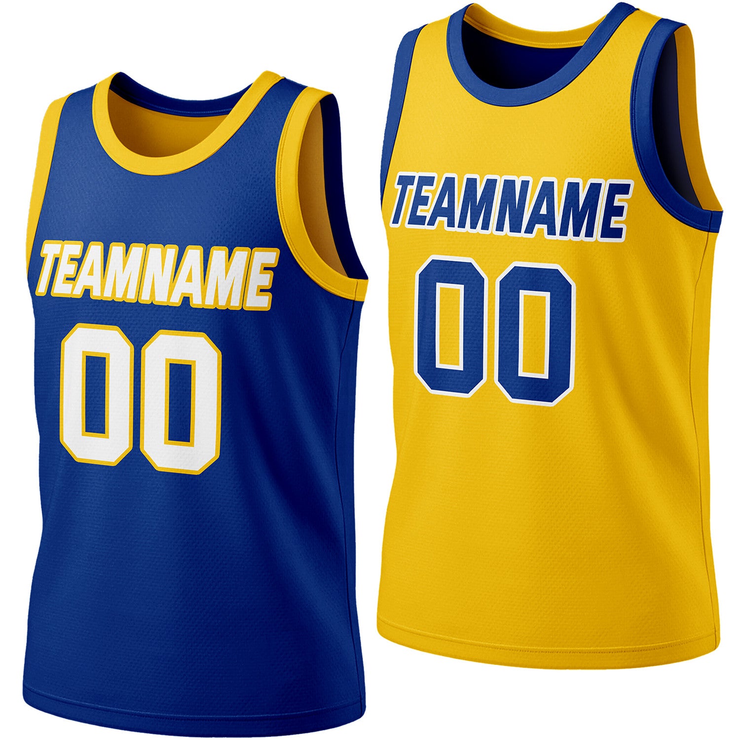 Custom reversible navy & yellow basketball jersey, personalized team name number logo, breathable mesh fabric sports top for men women youth Adult game practice - Vosoli