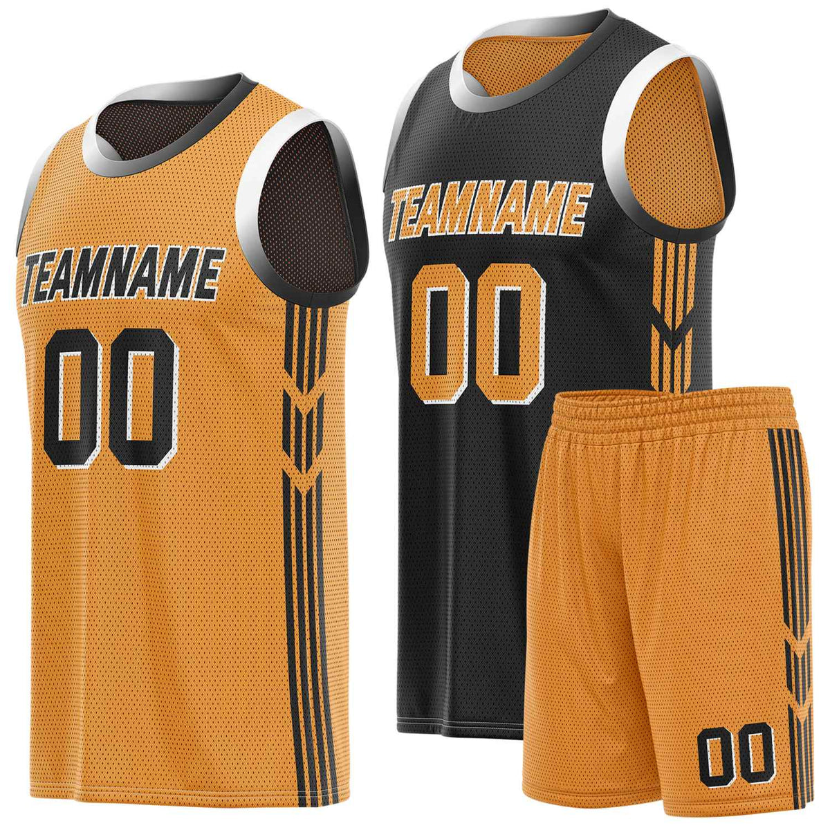 Custom Reversible Orange Black Basketball Uniform Set | Team &amp; Player Name - Vosoli