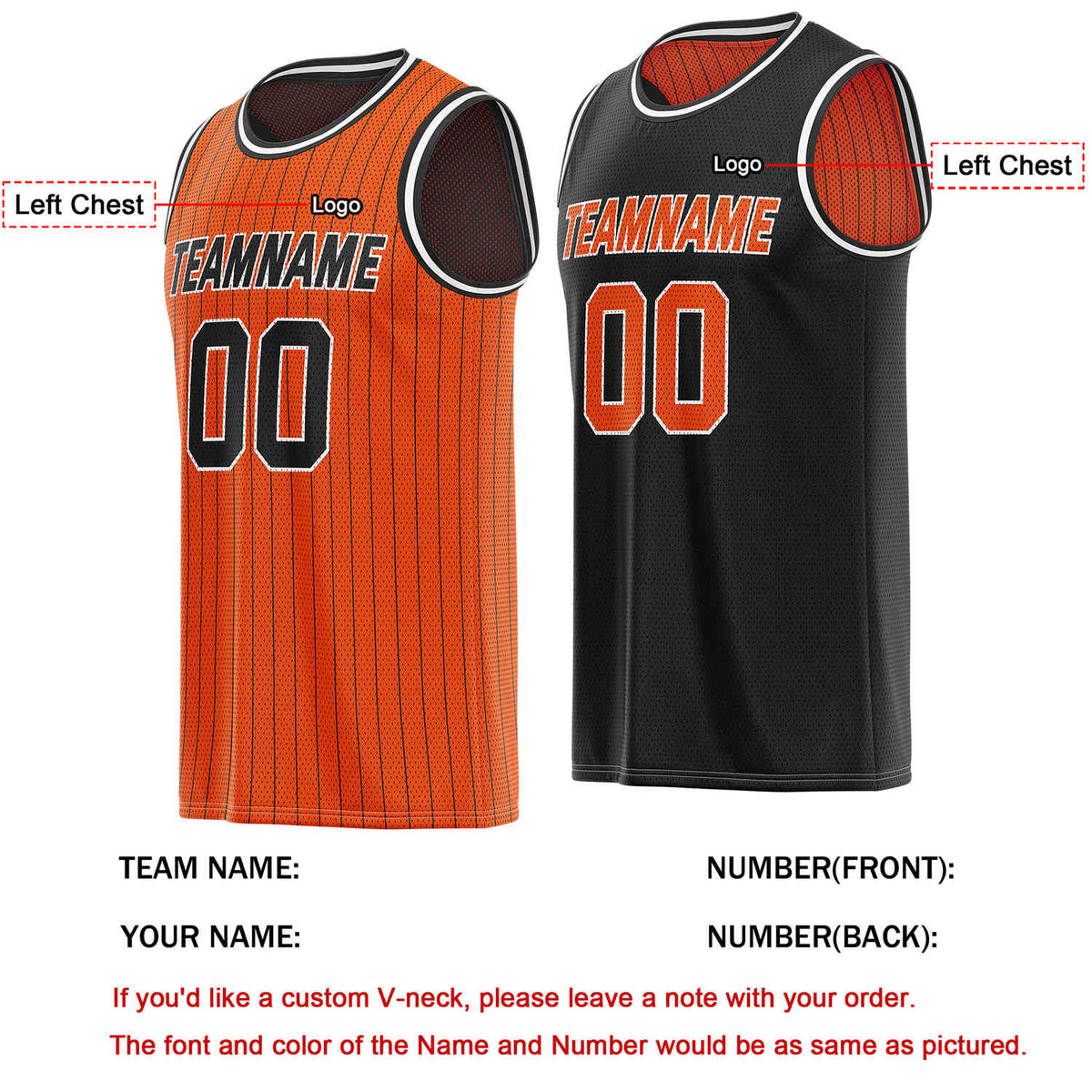 Custom Reversible Orange Black Striped Mesh Basketball Jersey | Team & Player Name - Vosoli