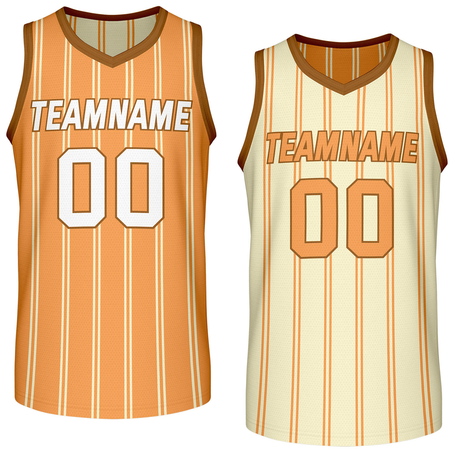 Custom Reversible Orange Cream Striped Basketball Jersey | Team Name & Number - Vosoli