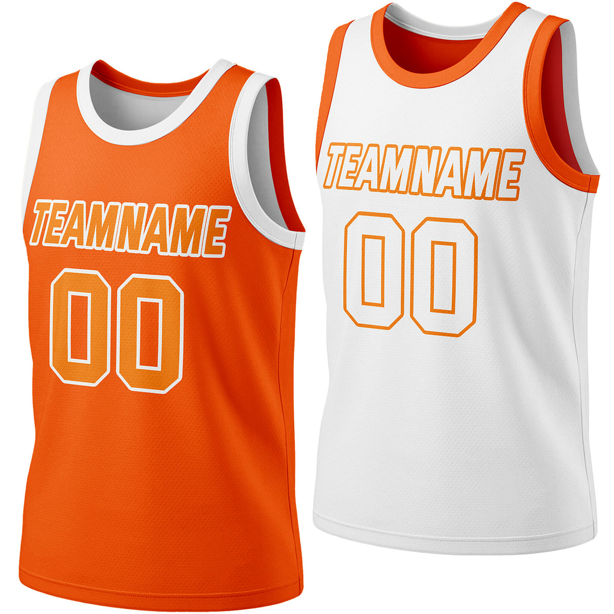 Custom reversible orange &amp; white basketball jersey, personalized team name number logo, breathable mesh fabric sports top for men women youth Adult game practice - Vosoli