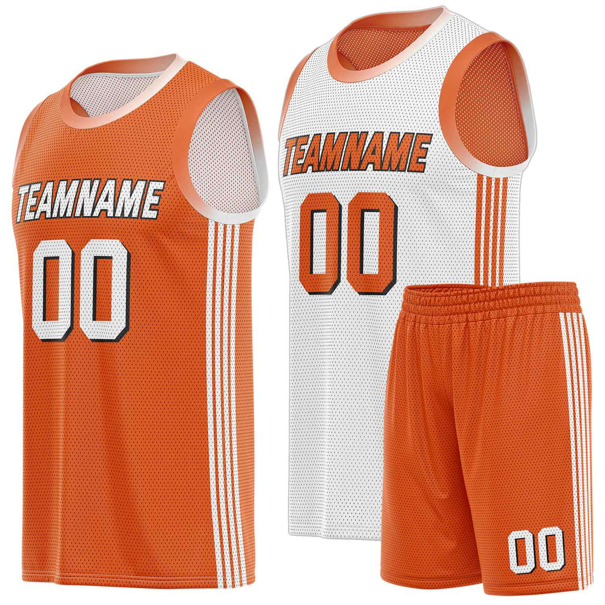 Custom Reversible Orange White Basketball Uniform Set | Team &amp; Player Name - Vosoli