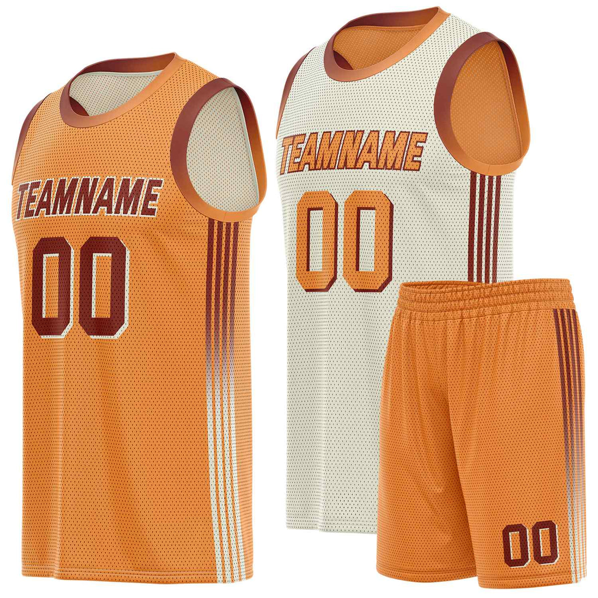 Custom Reversible Orange  Basketball Uniform Set | Team &amp; Player Name - Vosoli