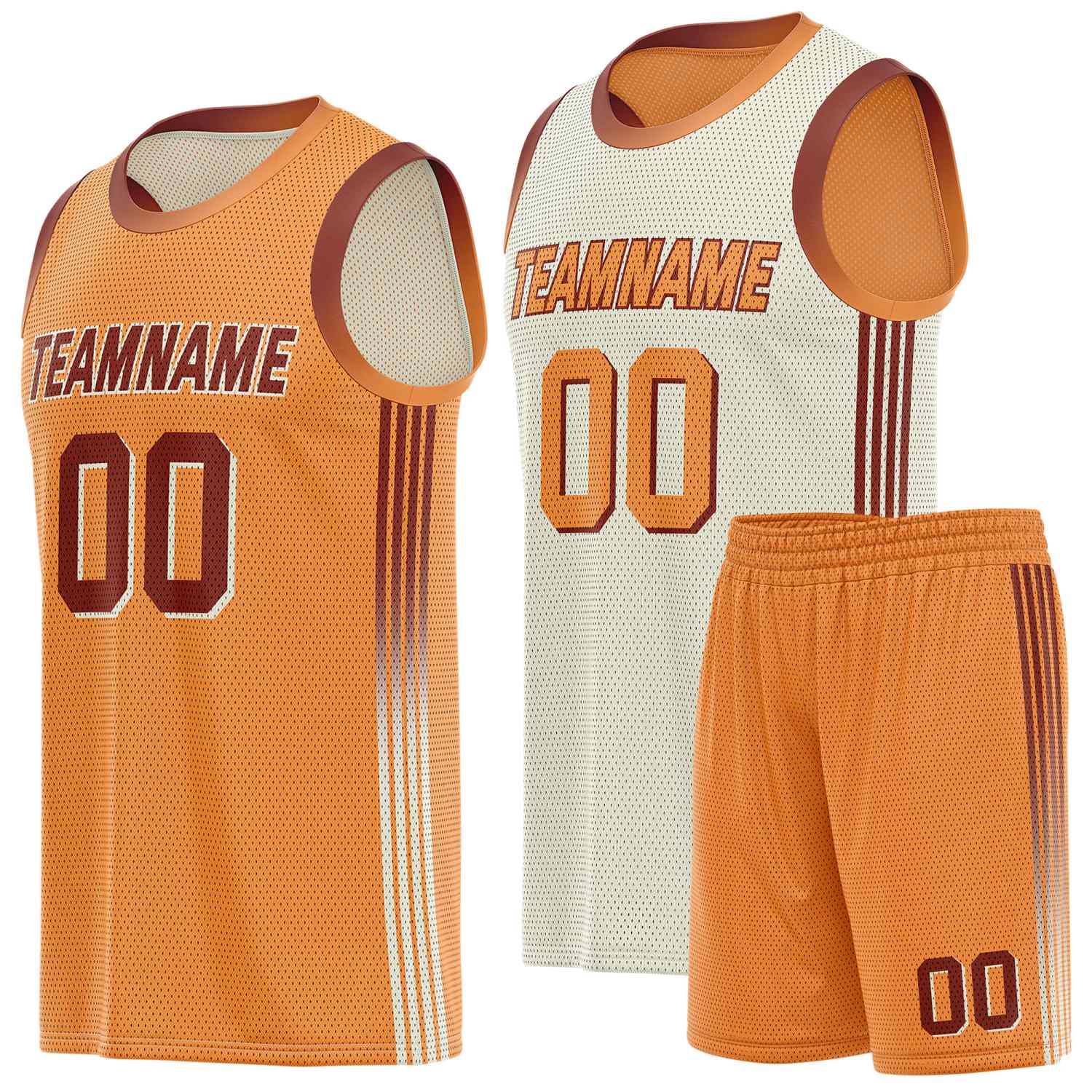 Custom Reversible Orange  Basketball Uniform Set | Team & Player Name - Vosoli