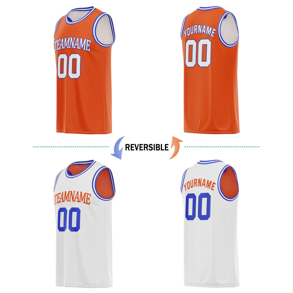 Custom Reversible Orange & White Basketball Jersey | Personalized Team Name & Number - Vosoli