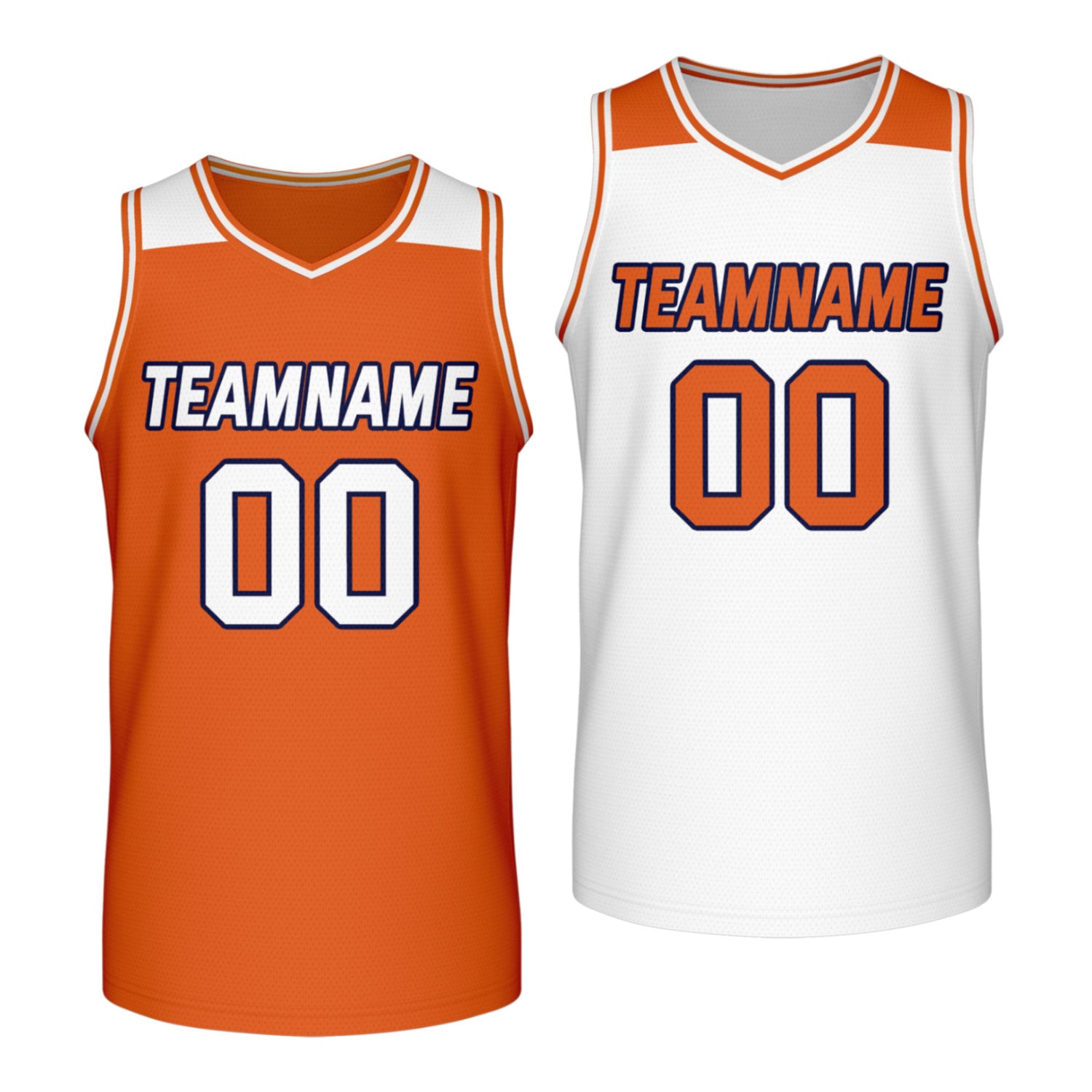 Custom reversible orange white basketball jersey, personalized team name number Logo breathable Mesh sports top for men women youth game practice - Vosoli