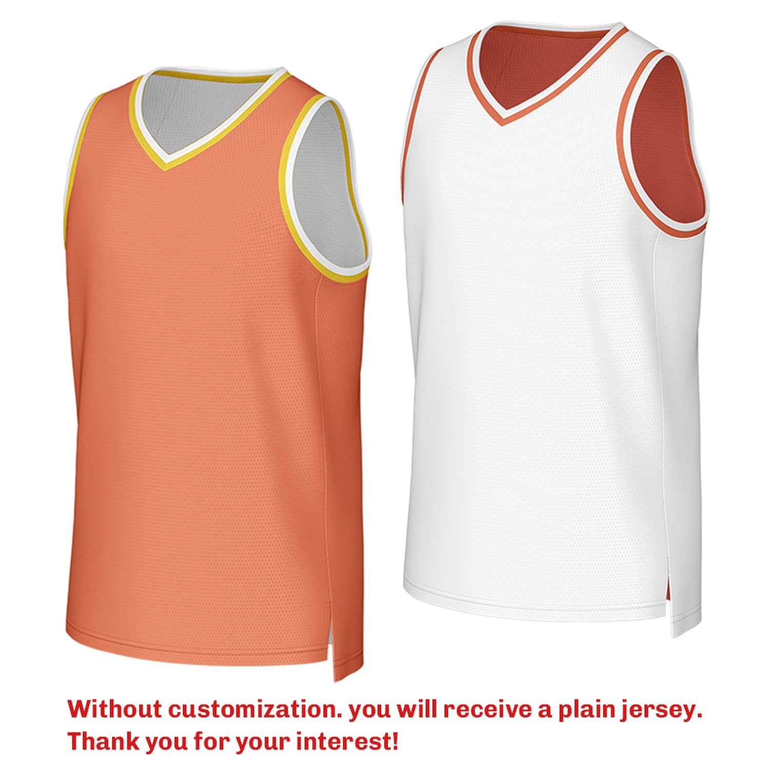 Custom reversible orange white basketball jersey, personalized team name number Logo breathable Mesh sports top for men women youth game practice - Vosoli