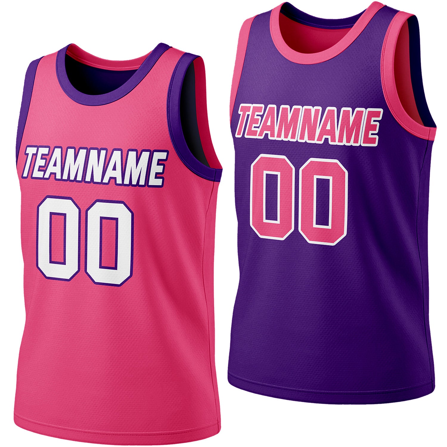 Custom reversible pink & purple basketball jersey, personalized team name number logo, breathable mesh fabric sports top for men women youth Adult game practice - Vosoli