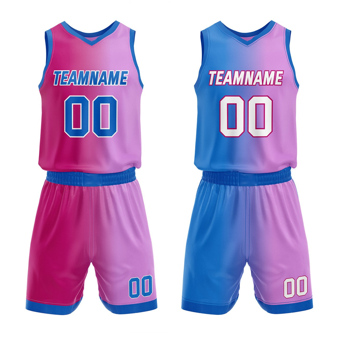 Custom Reversible Pink Purple Blue Basketball Uniform Set | Team & Player Name - Vosoli