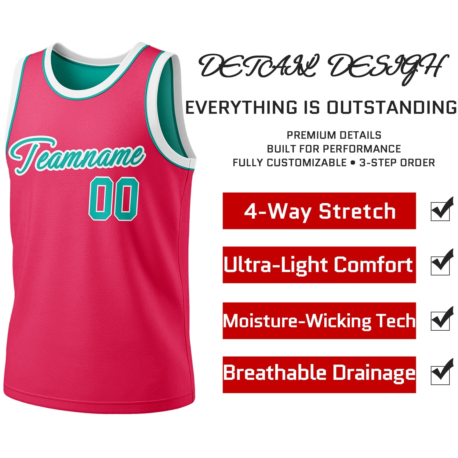 Custom Reversible Pink & Teal Basketball Jersey | Personalized Team Jersey | Vosoli