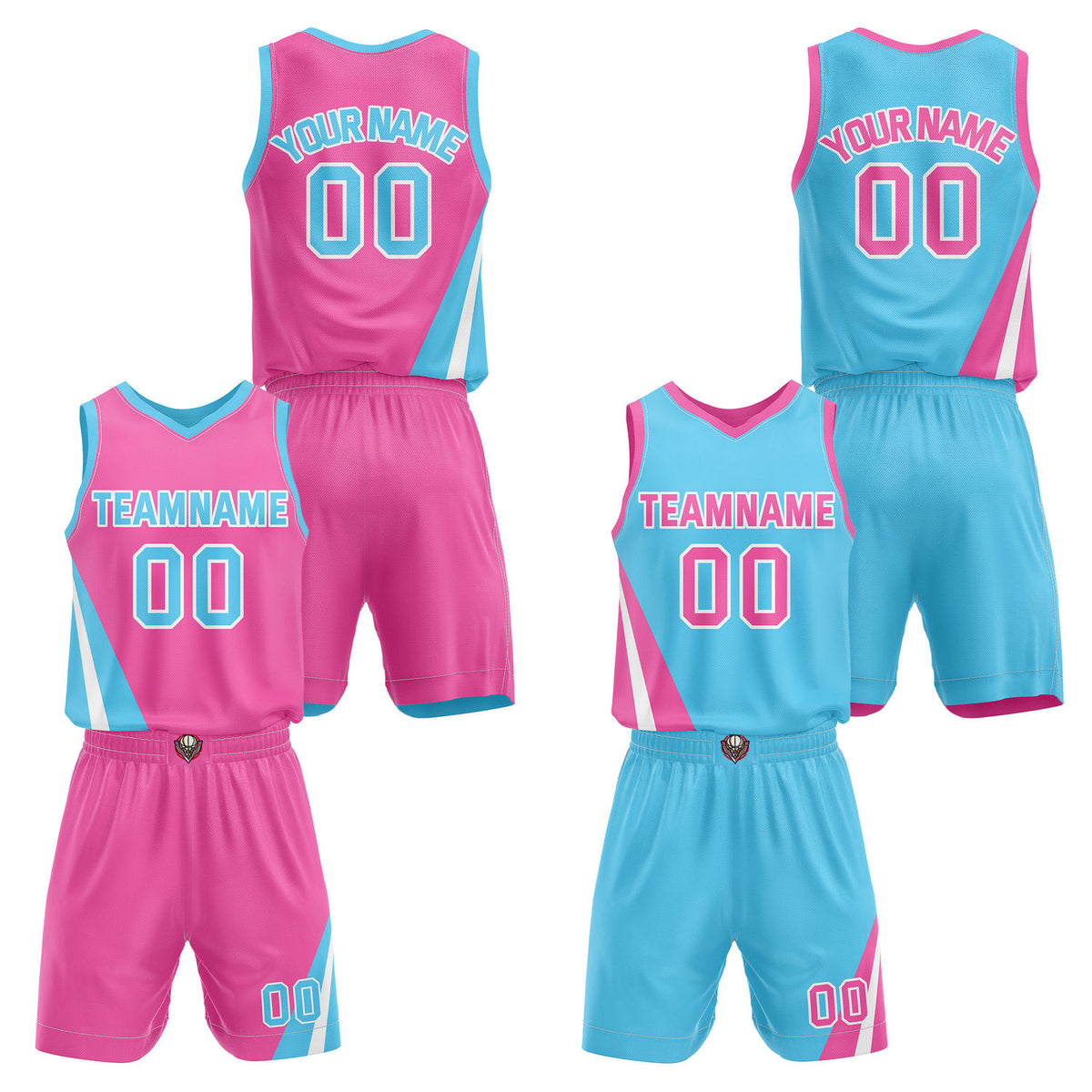 Custom Reversible Turquoise Orange Basketball Uniform Set | Team &amp; Player Name - Vosoli