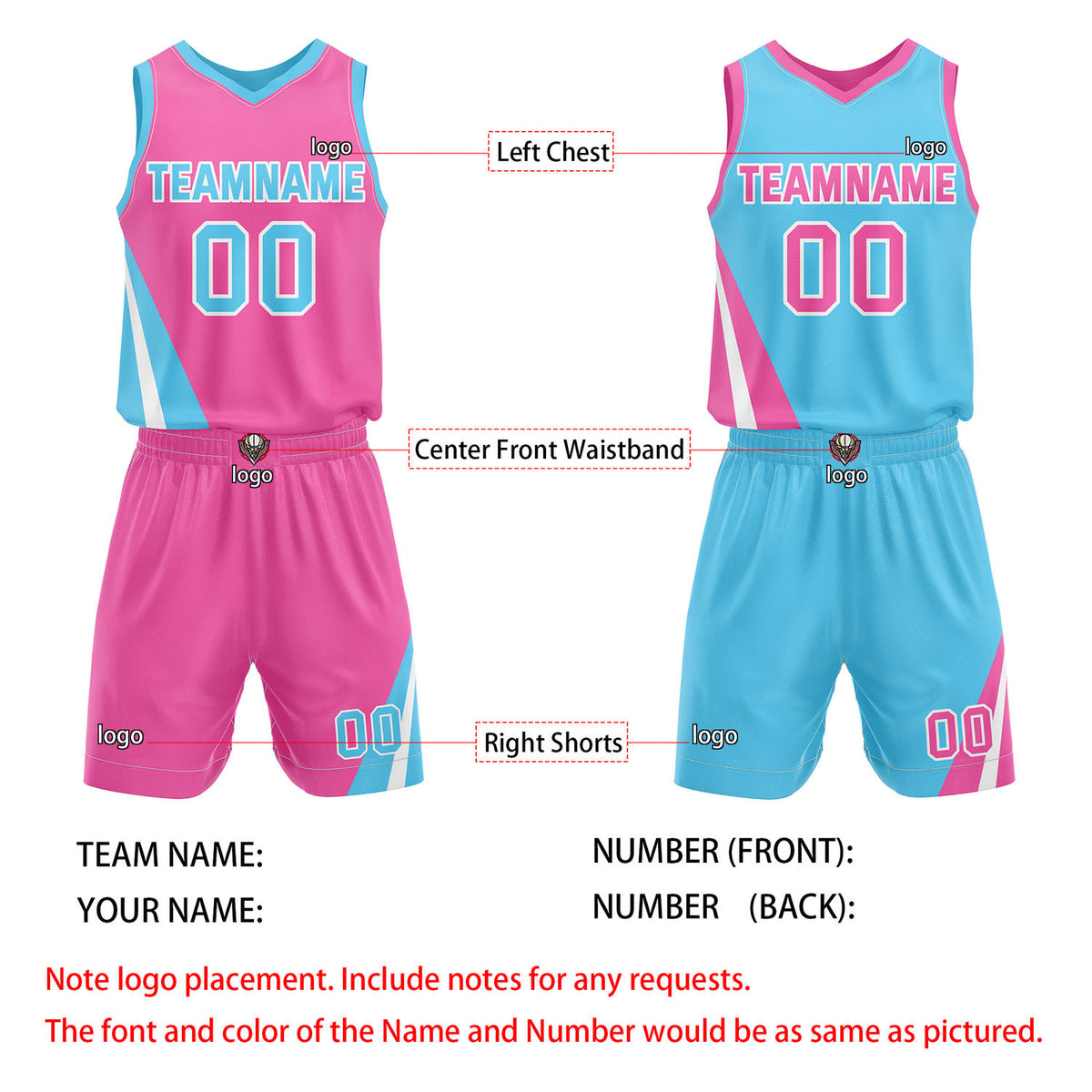 Custom Reversible Turquoise Orange Basketball Uniform Set | Team & Player Name - Vosoli