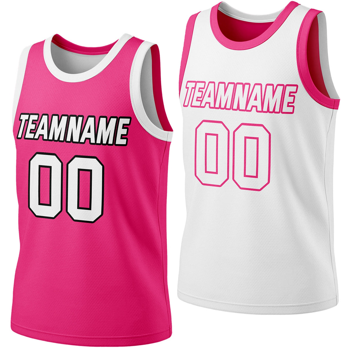 Custom reversible pink &amp; white basketball jersey, personalized team name number logo, breathable mesh fabric sports top for men women youth Adult game practice - Vosoli