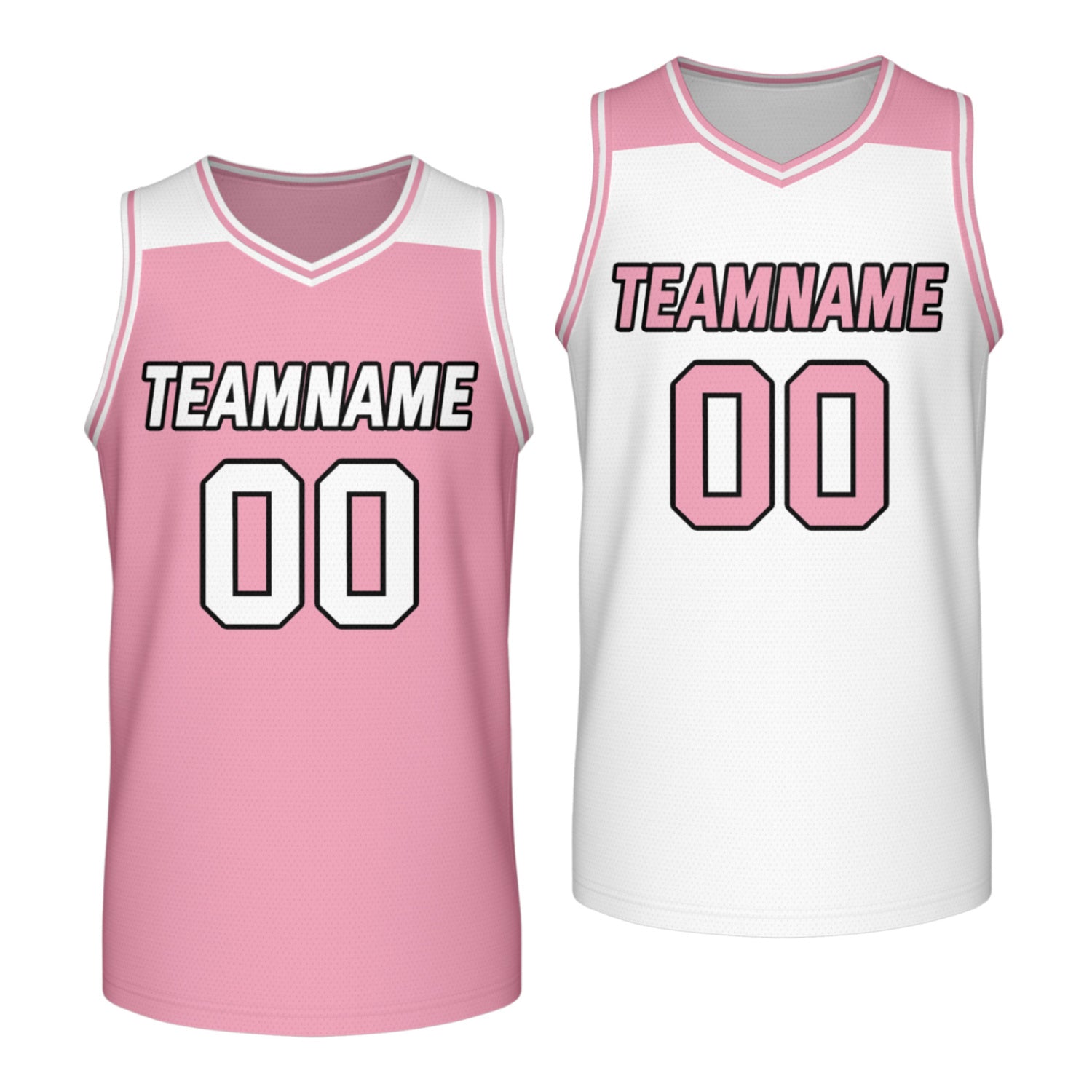 Custom reversible pink white basketball jersey, personalized team name number Logo breathable Mesh sports top for men women youth game practice - Vosoli