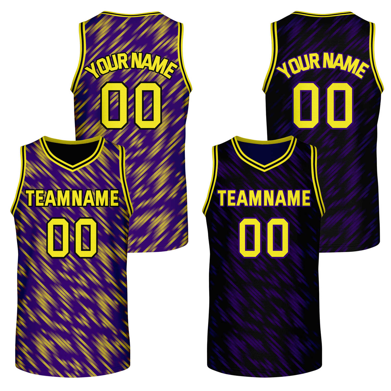 Custom Reversible Purple Black Gold Stripe Basketball Jersey | Team & Player Name - Vosoli