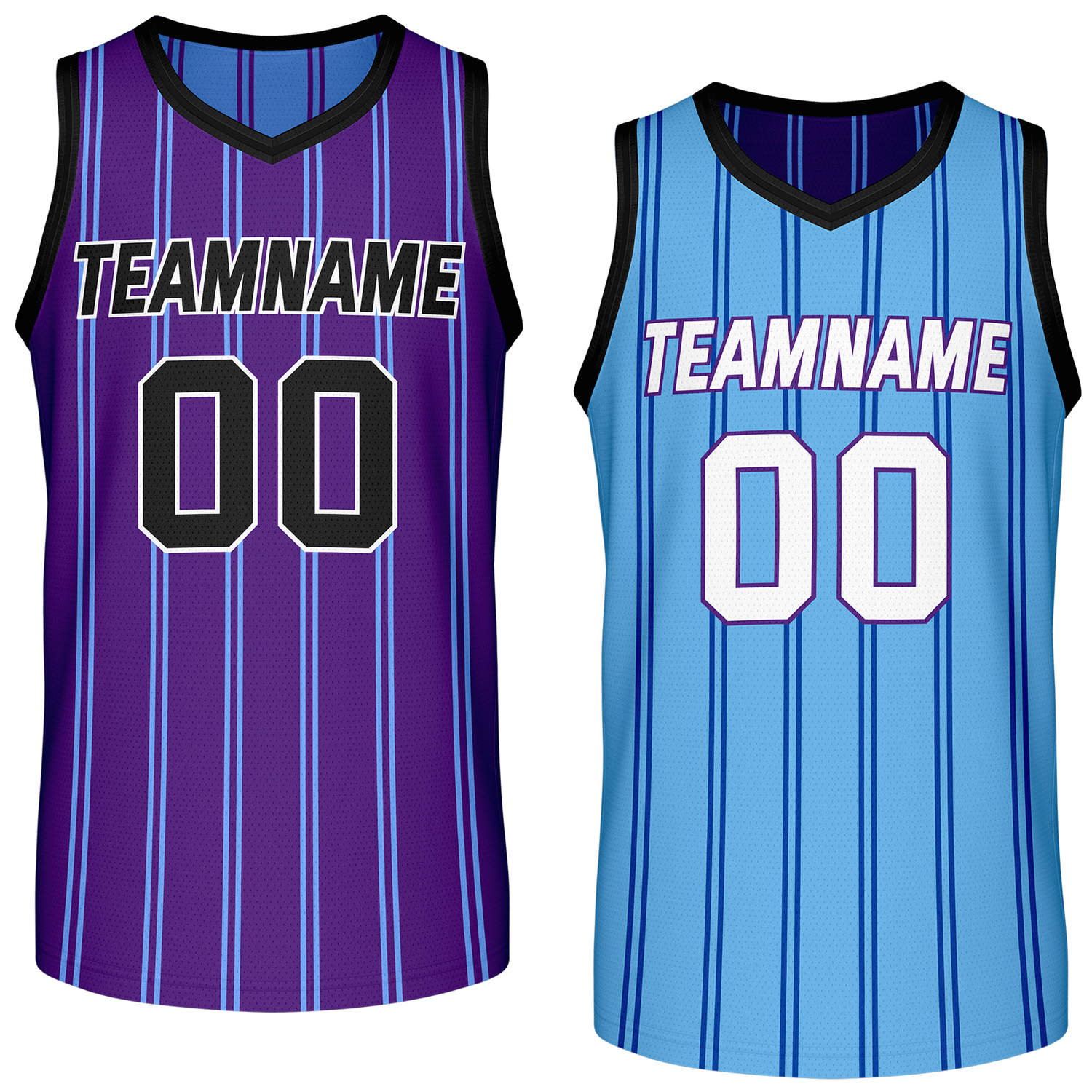 Custom Reversible Purple Blue Striped Basketball Jersey | Team Name & Number - Vosoli