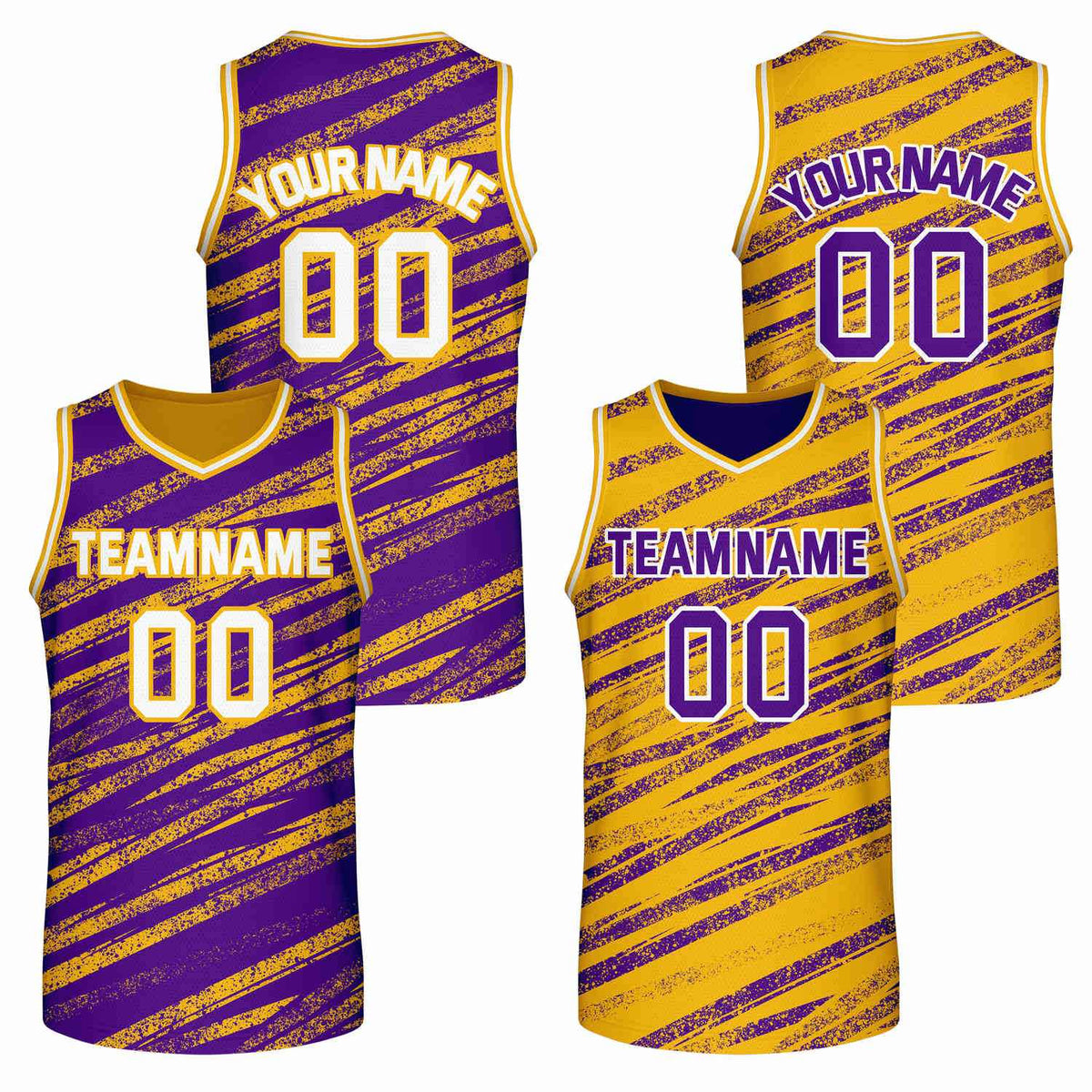 Custom Reversible Purple Gold Basketball Jersey | Team &amp; Player Name - Vosoli
