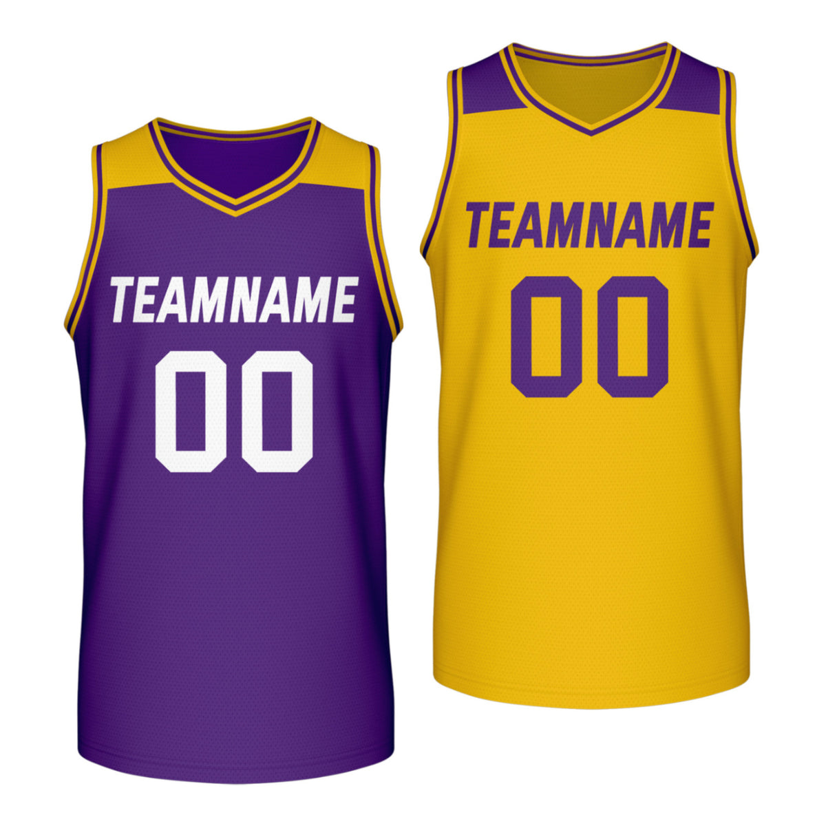 Custom reversible purple gold basketball jersey, personalized team name number Logo breathable Mesh sports top for men women youth game practice - Vosoli