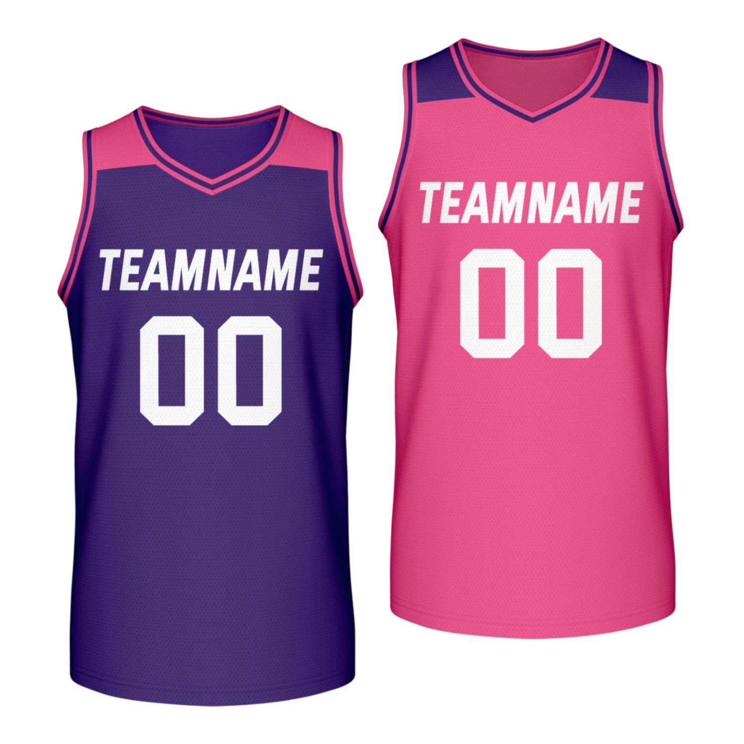 Custom reversible purple pink basketball jersey, personalized team name number Logo breathable Mesh sports top for men women youth game practice - Vosoli