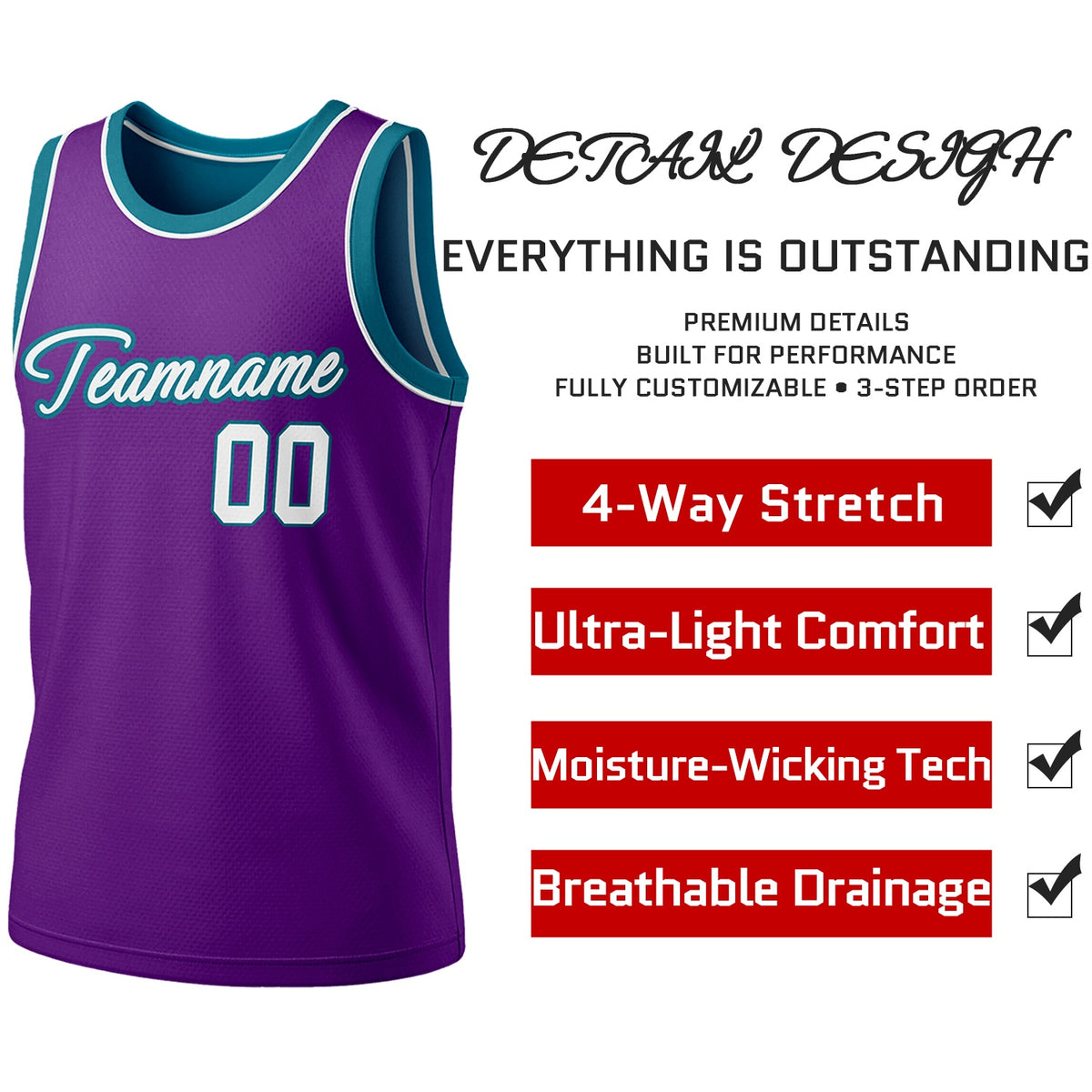 Custom Reversible Purple & Teal Basketball Jersey | Personalized Team Jersey | Vosoli