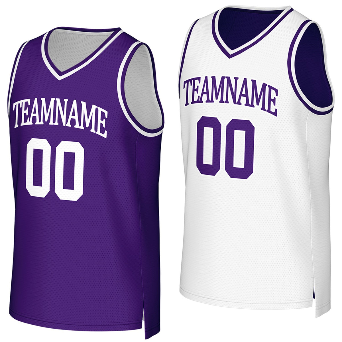 Custom reversible purple white basketball jersey, personalized team name number Logo breathable Mesh sports top for men women youth game practice - Vosoli