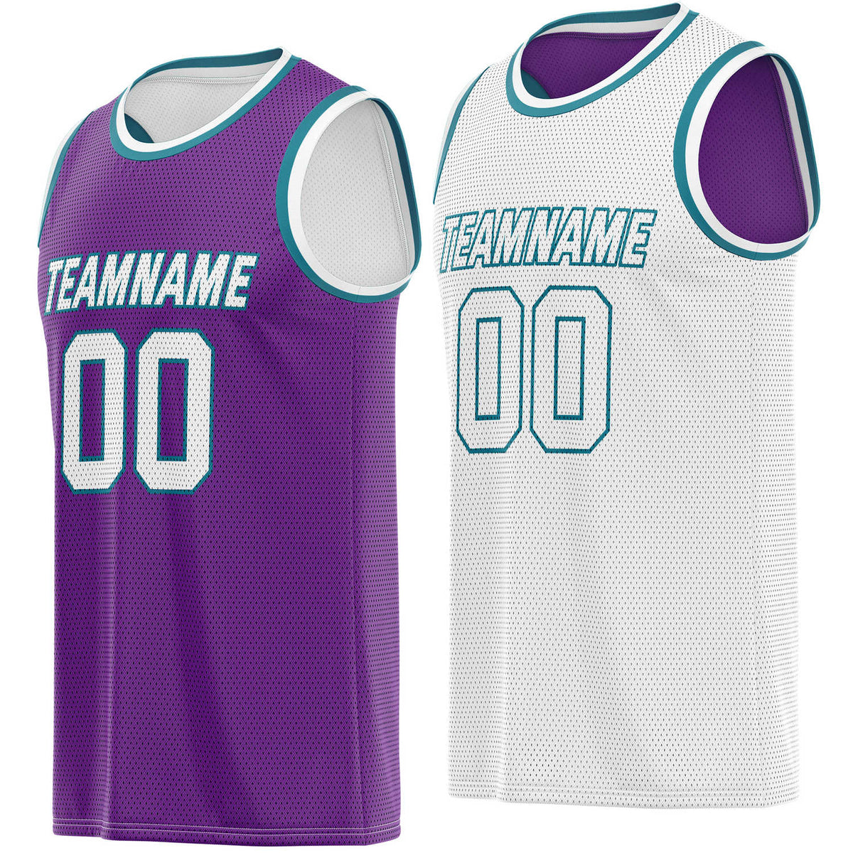 Custom reversible purple white basketball jersey, personalized team name number Logo breathable Mesh sports top for men women youth game practice - Vosoli