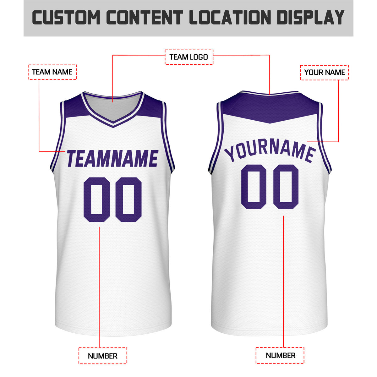 Custom Reversible Purple & White Mesh Basketball Jersey | Personalized Team Jersey | Vosoli