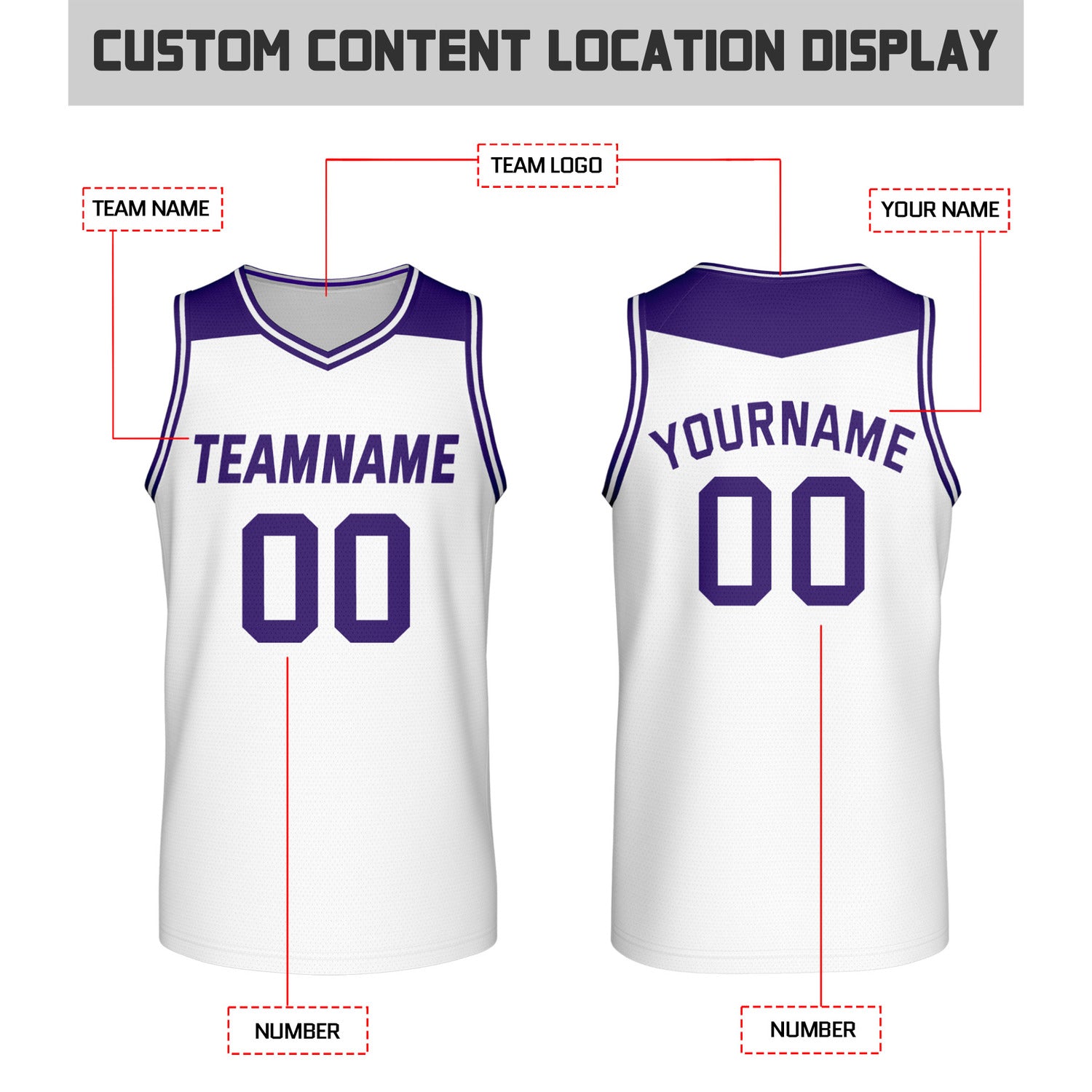 Custom Reversible Purple & White Mesh Basketball Jersey | Personalized Team Jersey | Vosoli