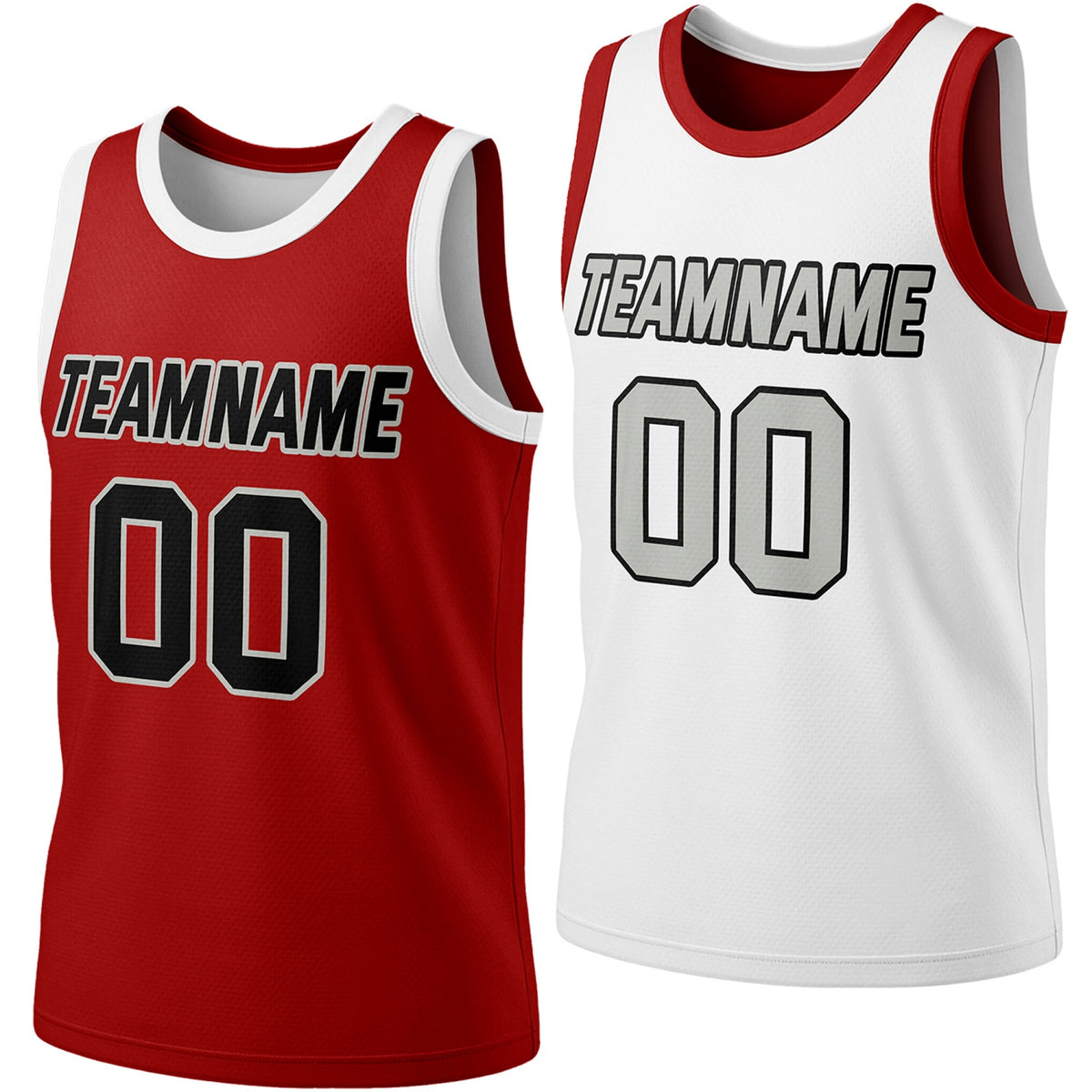 Custom reversible red &amp; white basketball jersey, personalized team name number logo, breathable mesh fabric sports top for men women youth Adult game practice - Vosoli