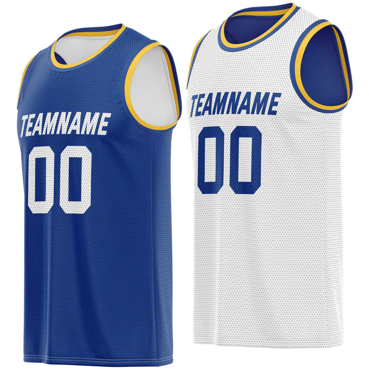 Custom reversible royal blue white basketball jersey, personalized team name number Logo breathable Mesh sports top for men women youth game practice - Vosoli