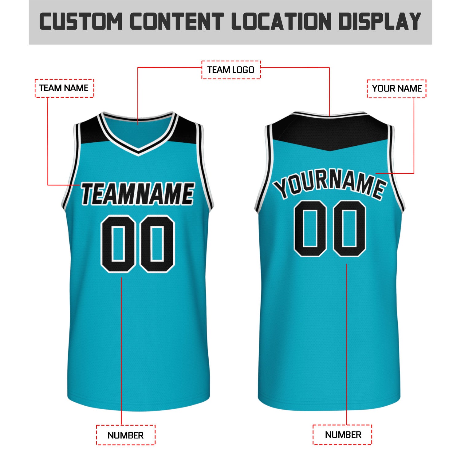 Custom reversible teal black basketball jersey, personalized team name number Logo breathable Mesh sports top for men women youth game practice - Vosoli