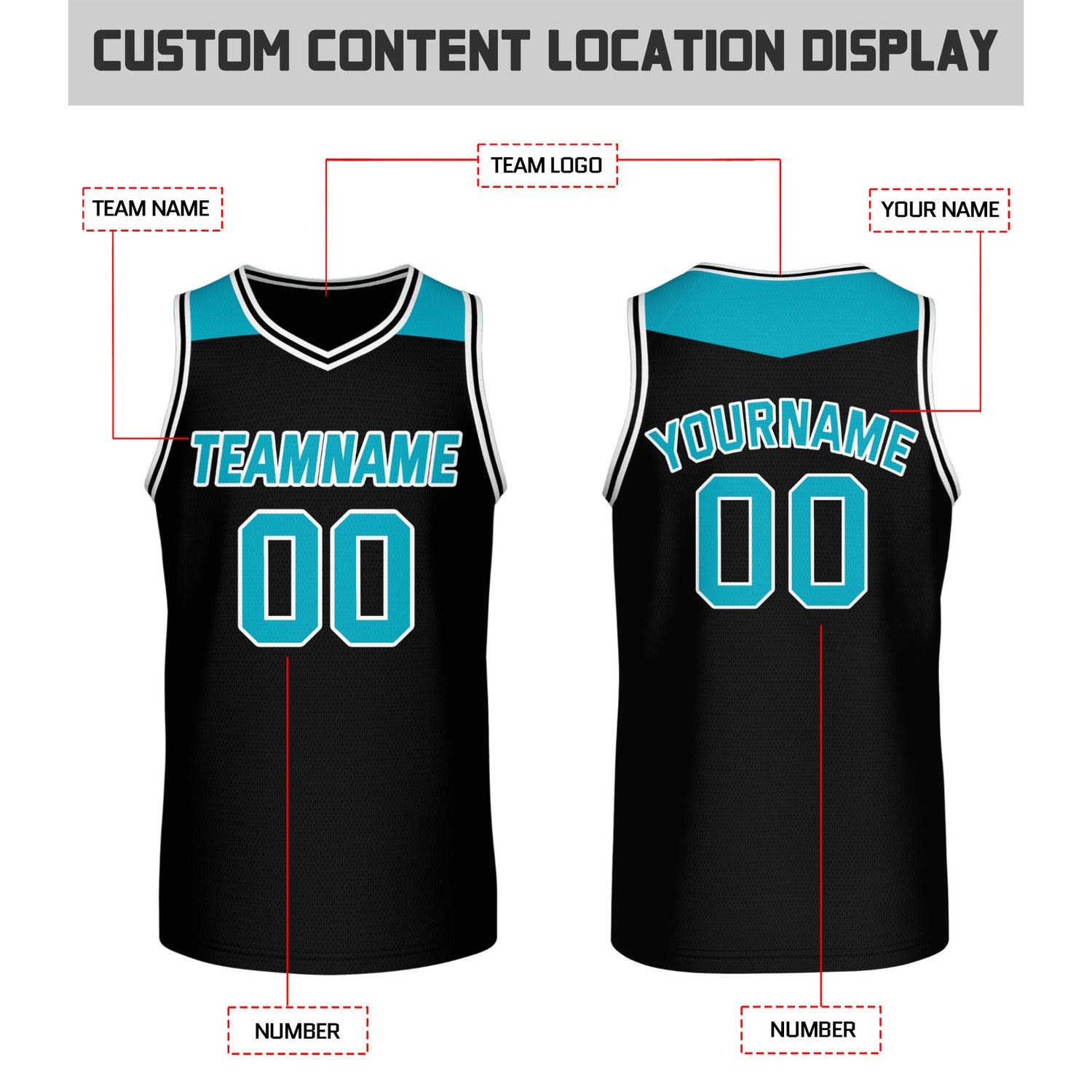 Custom Reversible Teal & Black Mesh Basketball Jersey | Personalized Team Jersey | Vosoli
