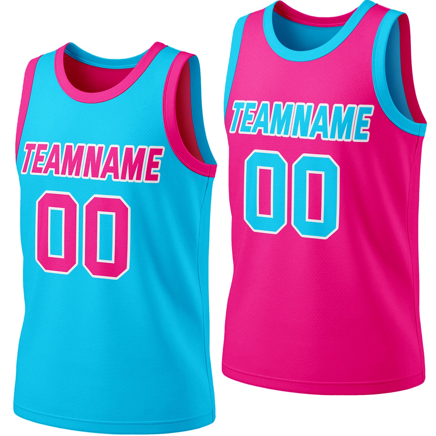 Custom reversible teal & pink basketball jersey, personalized team name number logo, breathable mesh fabric sports top for men women youth Adult game practice - Vosoli