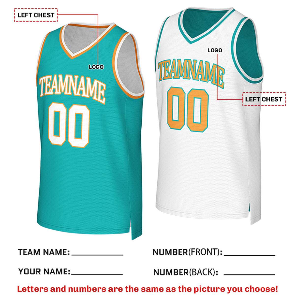 Custom Reversible Teal & White Mesh Basketball Jersey | Personalized Team Jersey | Vosoli
