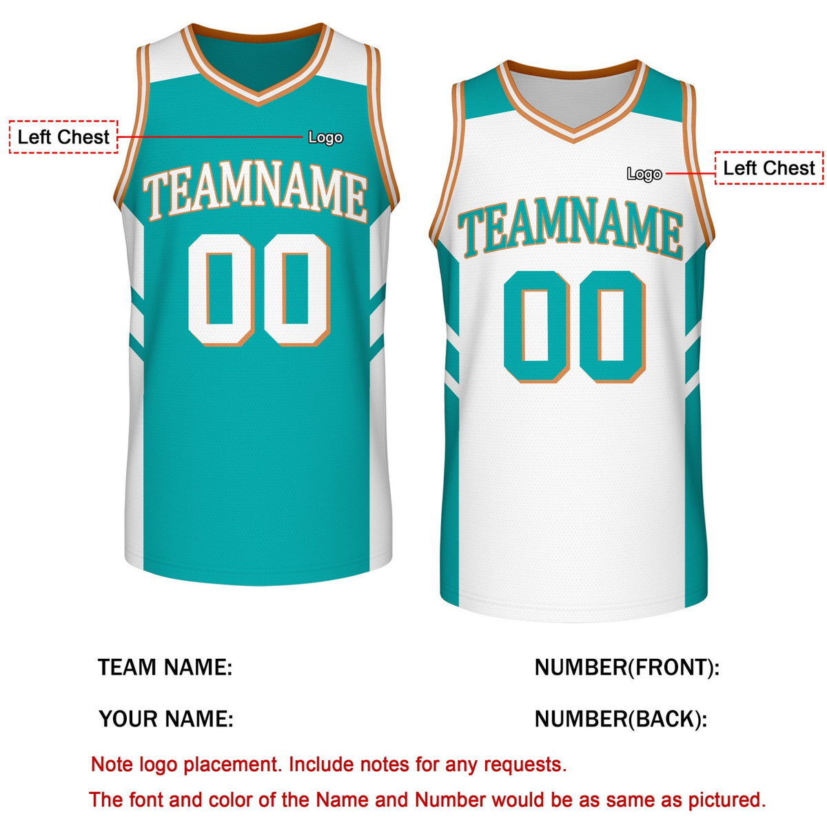 Custom Reversible Turquoise White Basketball Jersey | Personalized Team Jersey | Vosoli